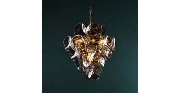 Genoa 8 Light Pendant Natural Brass and Smoked Glass