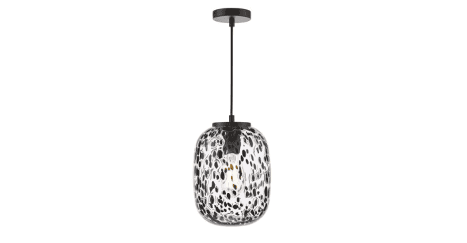Där Lighting Gethin Pendant Matt Black Glass and Black Confetti Glass