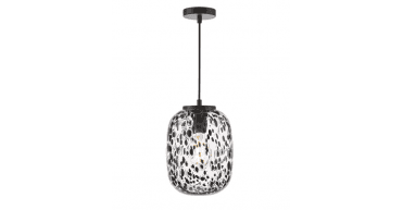 Gethin Pendant Matt Black Glass and Black Confetti Glass