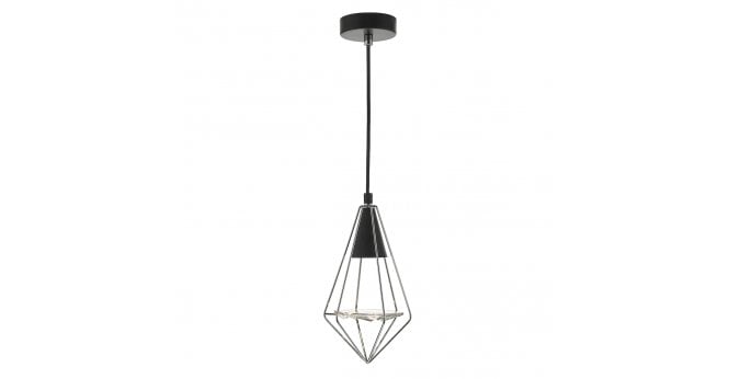 Där Lighting Gianni 1 Light Pendant Black, Polished Chrome & Glass