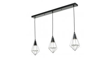 Gianni 3 Light Pendant Black, Polished Chrome & Glass