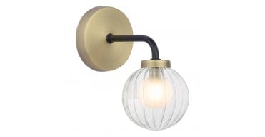 Gibbs Wall Light Antique Brass & Glass