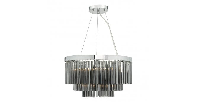 Där Lighting Giovana 5 Light Pendant Polished Chrome & Smoked Glass