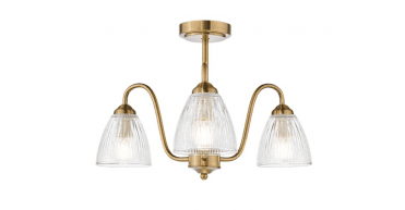 Glynis 3 Light Semi-Flush Antique Bronze and Ribbed Glass