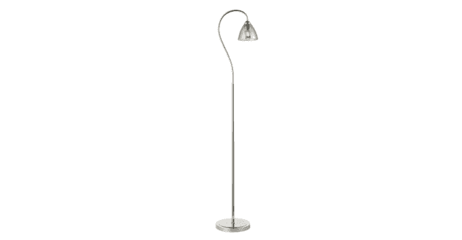 Där Lighting Glynis Floor Lamp Polished Nickel and Smoked Ribbed Glass