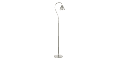 Glynis Floor Lamp Polished Nickel and Smoked Ribbed Glass