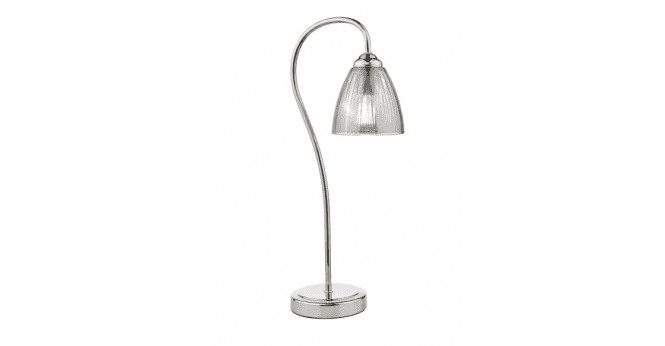 Där Lighting Glynis Table Lamp Polished Nickel and Smoked Ribbed Glass