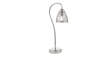 Glynis Table Lamp Polished Nickel and Smoked Ribbed Glass