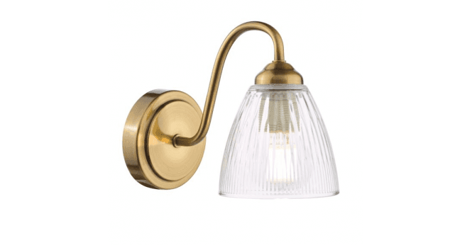 Där Lighting Glynis Wall Light Antique Bronze and Ribbed Glass