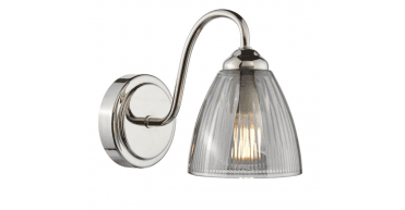 Glynis Wall Light Polished Nickel and Smoked Ribbed Glass