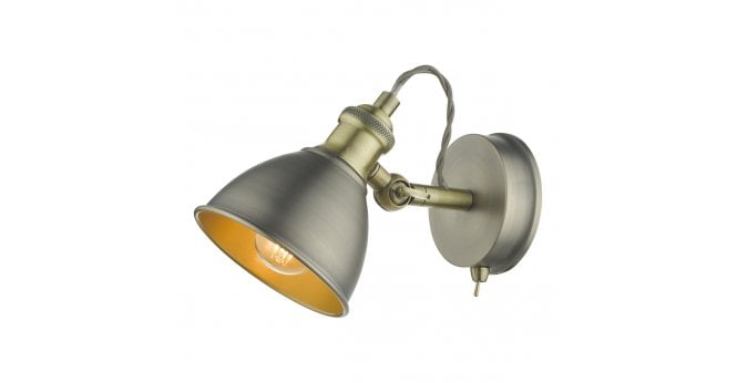 Där Lighting Governor Single Wall Spotlight Antique Chrome & Brass