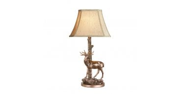 Gulliver Deer Table Lamp in Aged Brass With Shade