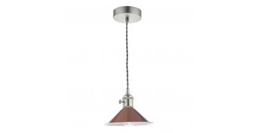 Hadano 1 Light Pendant Antique Chrome With Umber Shade