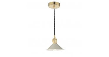 Hadano 1 Light Pendant Natural Brass With Cashmere Shade