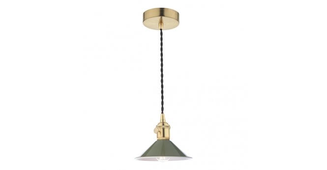 Där Lighting Hadano 1 Light Pendant Natural Brass With Olive Green Shade