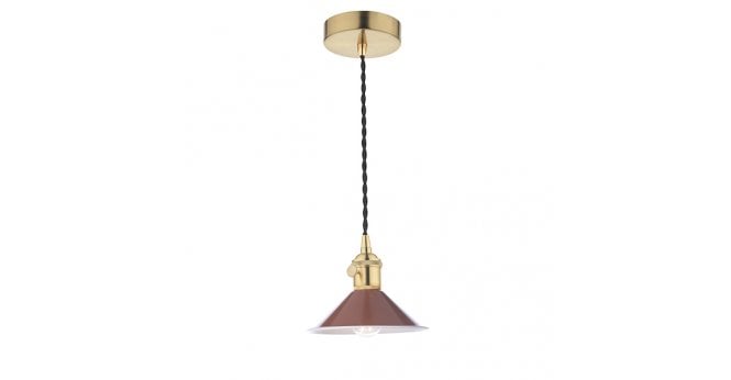 Där Lighting Hadano 1 Light Pendant Natural Brass With Umber Shade