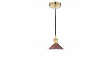 Hadano 1 Light Pendant Natural Brass With Umber Shade