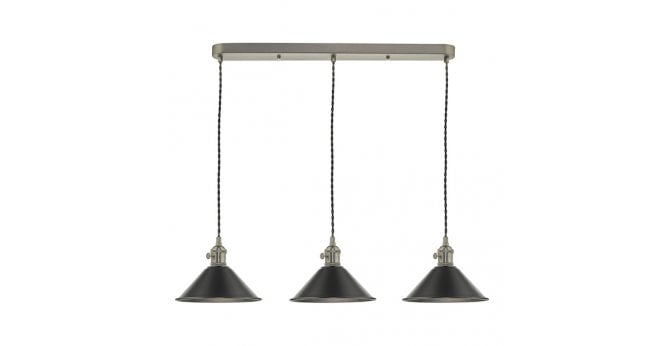 Där Lighting Hadano 3 Light Antique Chrome Suspension With Antique Petwer Shades
