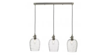 Hadano 3 Light Antique Chrome Suspension With Dimpled Glass Shades