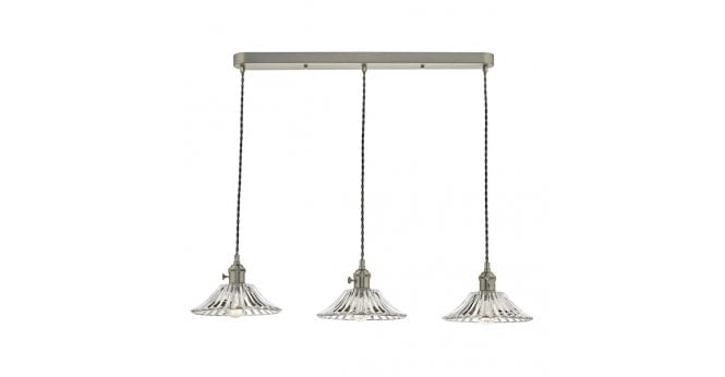 Där Lighting Hadano 3 Light Antique Chrome Suspension With Flared Glass Shades
