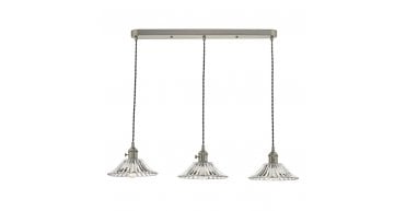 Hadano 3 Light Antique Chrome Suspension With Flared Glass Shades