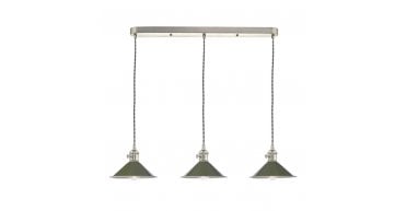 Hadano 3 Light Antique Chrome Suspension With Olive Green Shades