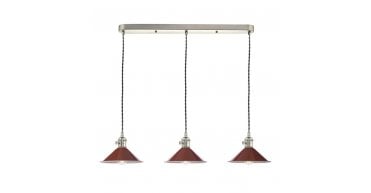 Hadano 3 Light Antique Chrome Suspension With Umber Shades
