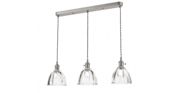 Hadano 3 Light Bar Pendant Antique Chrome and Scalloped Bell Glass