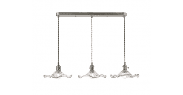 Hadano 3 Light Bar Pendant Antique Chrome and Wavy Glass