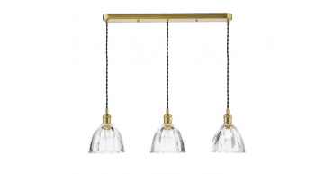 Hadano 3 Light Bar Pendant Natural Brass and Scalloped Bell Glass
