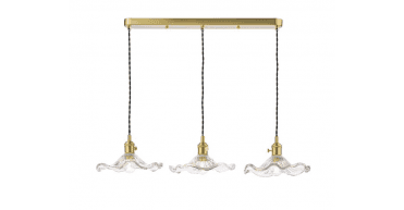 Hadano 3 Light Bar Pendant Natural Brass and Wavy Glass