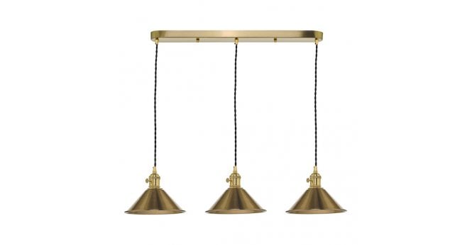 Där Lighting Hadano 3 Light Brass Suspension With Aged Brass Shades