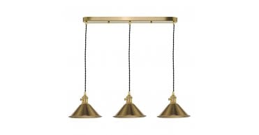 Hadano 3 Light Brass Suspension With Aged Brass Shades