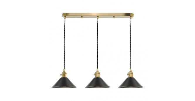 Där Lighting Hadano 3 Light Brass Suspension With Antique Pewter Shades
