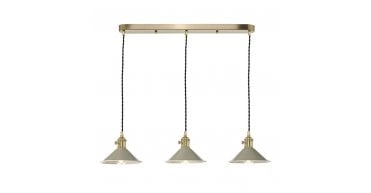Hadano 3 Light Brass Suspension With Cashmere Shades