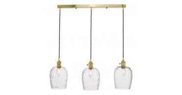 Hadano 3 Light Brass Suspension With Dimpled Glass Shades