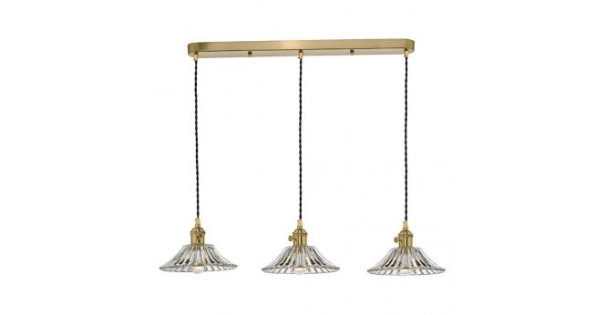 Där Lighting Hadano 3 Light Brass Suspension With Flared Glass Shades