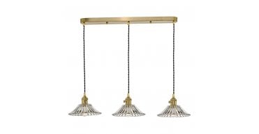 Hadano 3 Light Brass Suspension With Flared Glass Shades