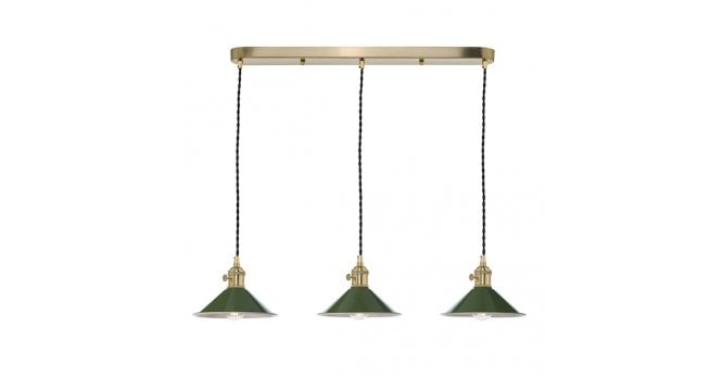 Där Lighting Hadano 3 Light Brass Suspension With Olive Green Shades