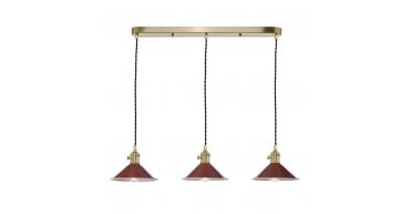 Hadano 3 Light Brass Suspension With Umber Shades