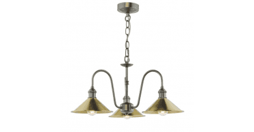 Hadano 3 Light Pendant Antique Chrome and Aged Brass