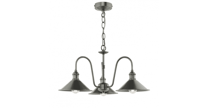 Där Lighting Hadano 3 Light Pendant Antique Chrome and Antique Pewter