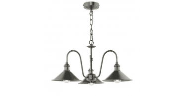 Hadano 3 Light Pendant Antique Chrome and Antique Pewter