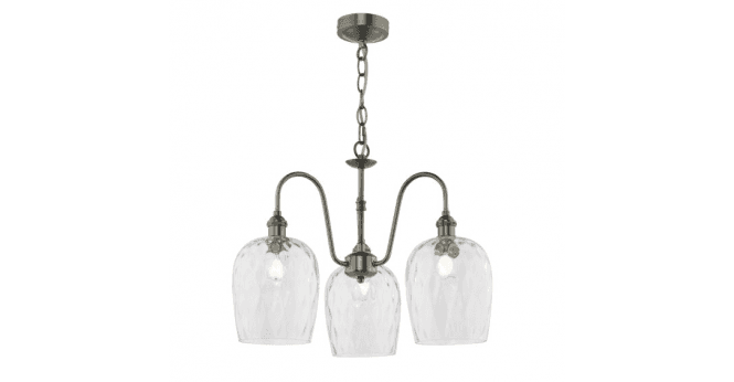 Där Lighting Hadano 3 Light Pendant Antique Chrome and Glass