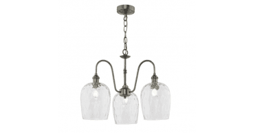 Hadano 3 Light Pendant Antique Chrome and Glass