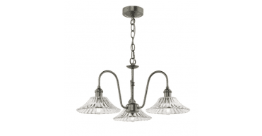 Hadano 3 Light Pendant Antique Chrome and Glass