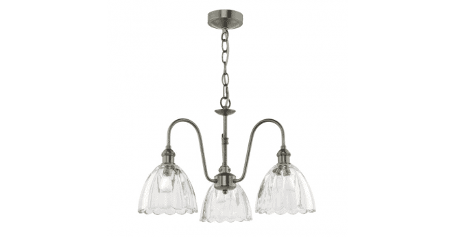 Där Lighting Hadano 3 Light Pendant Antique Chrome and Glass