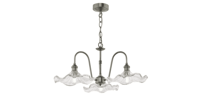 Där Lighting Hadano 3 Light Pendant Antique Chrome and Glass