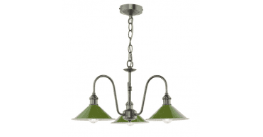 Hadano 3 Light Pendant Antique Chrome and Matt Green