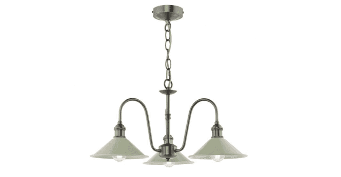 Där Lighting Hadano 3 Light Pendant Antique Chrome and Matt Taupe